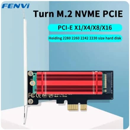 Placa adaptadora FENVI M.2 NVME SSD para PCIE X1, placa de expansão SSD PCIe 3.0 4.0 para PC