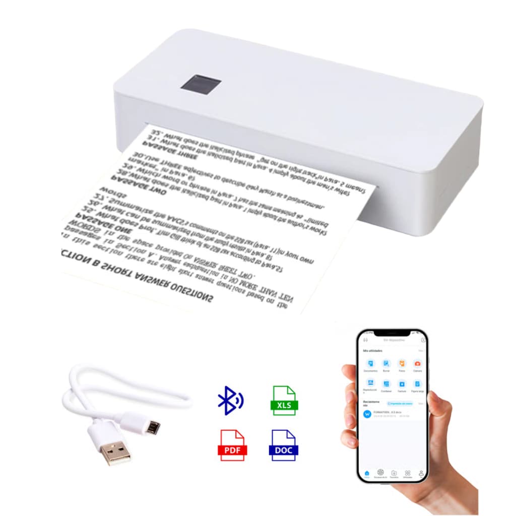 Impressora Térmica Portátil A4 Impressão Bluetooth Android e iOS