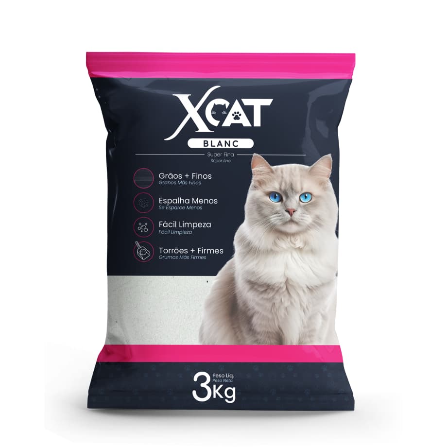 Areia para Gatos Xcat Blanc 3Kg - Fina, Branca e com controle de odores
