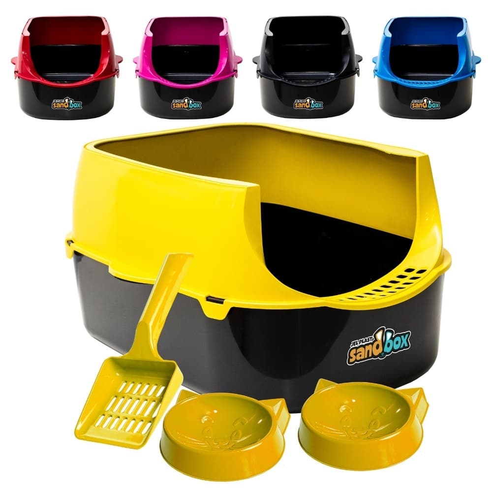 Kit Sanitario Para Gatos Caixa de Areia + Pá Higiênica + Tigela Sandbox Furba Jelplast