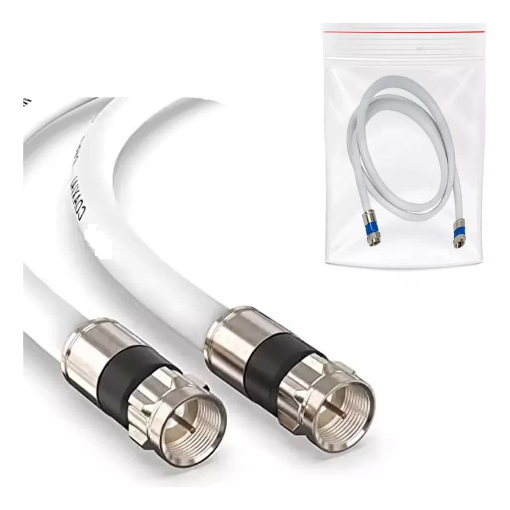 Cabo Coaxial RG-59 Para Antena Tv Digital Branco Montado Coaxial 67% Malha 59