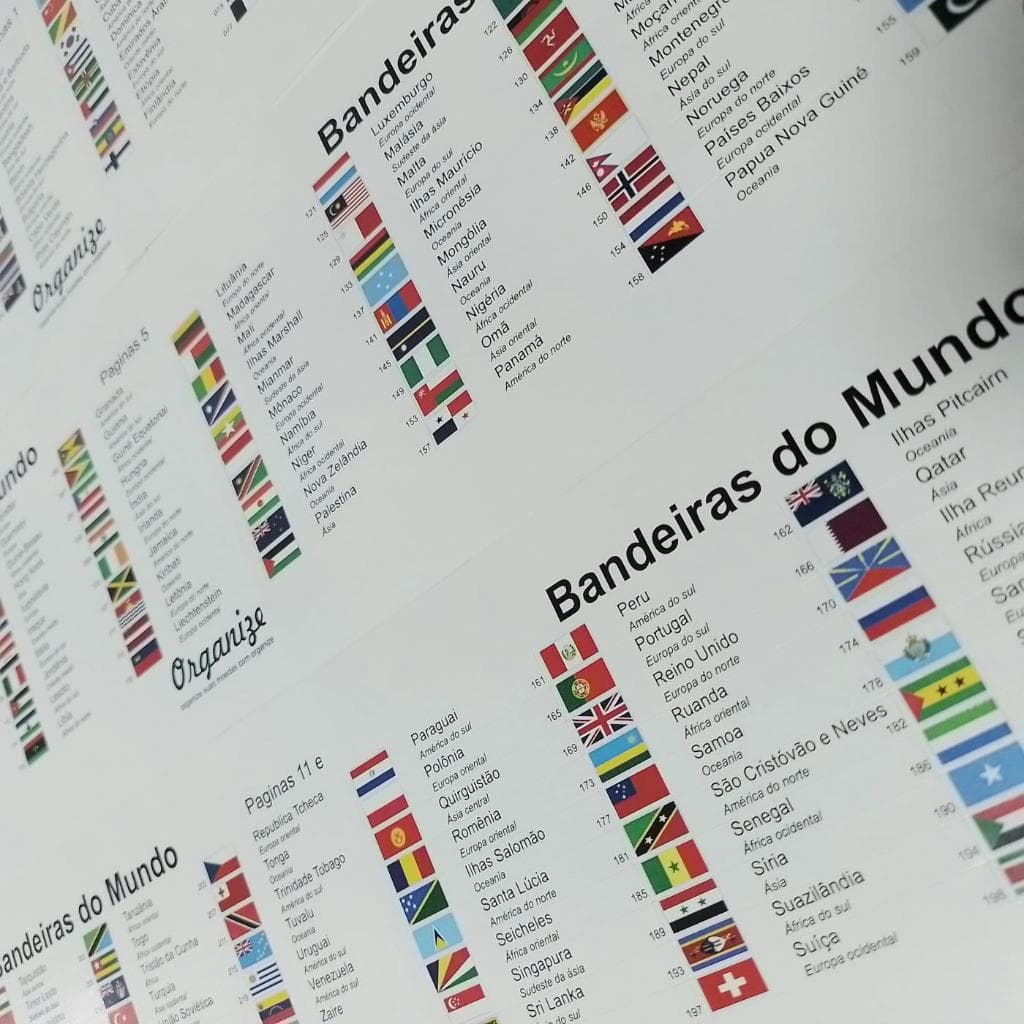 Etiquetas Adesivas de Paises do Mundo para Moedas em Coin Holder