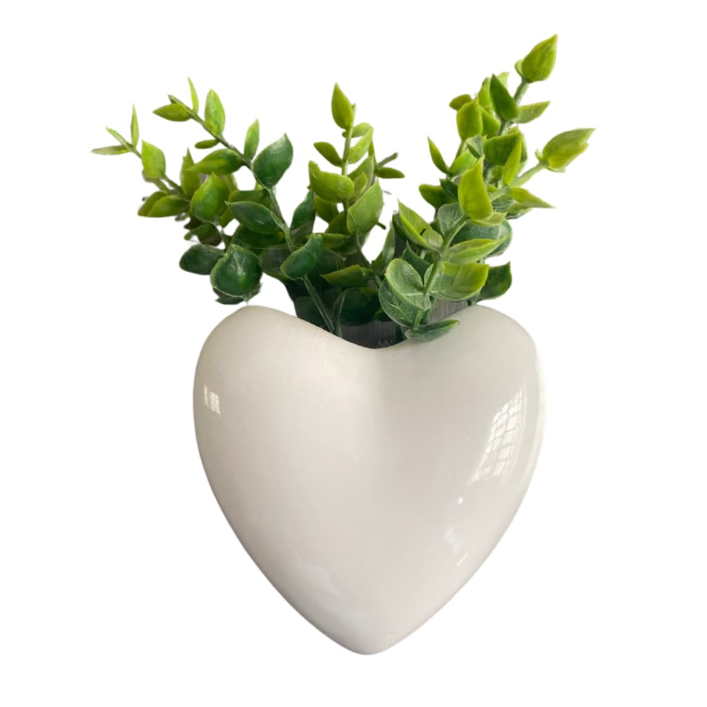 1 Cachepot Imã De Geladeira Coração Com Planta Artificialcial