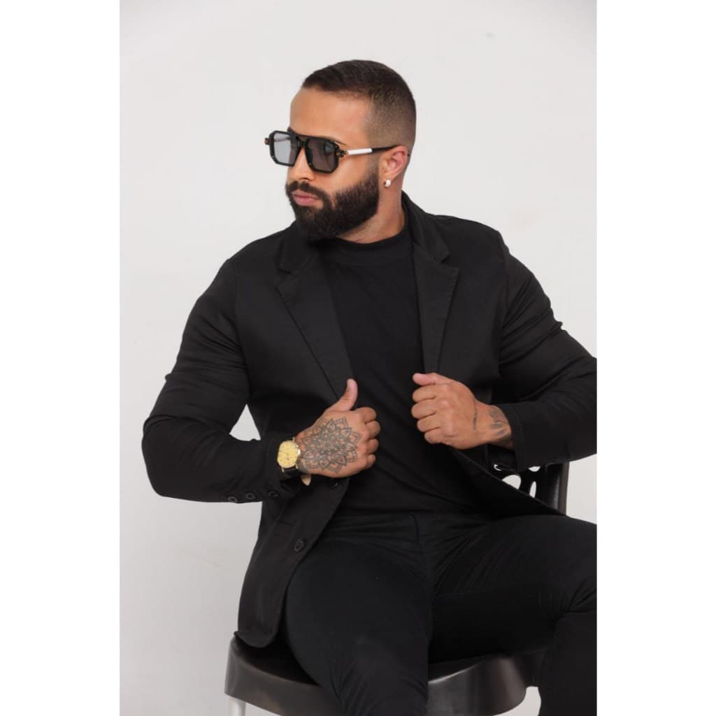 Blazer Masculino Slim Fit Preto Liso