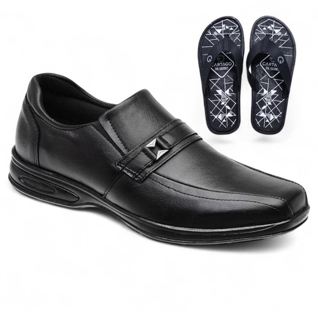 Sapato Ortopédico Social Masculino Confortável e Chinelo Sandália Masculino Borracha Antiderrapante