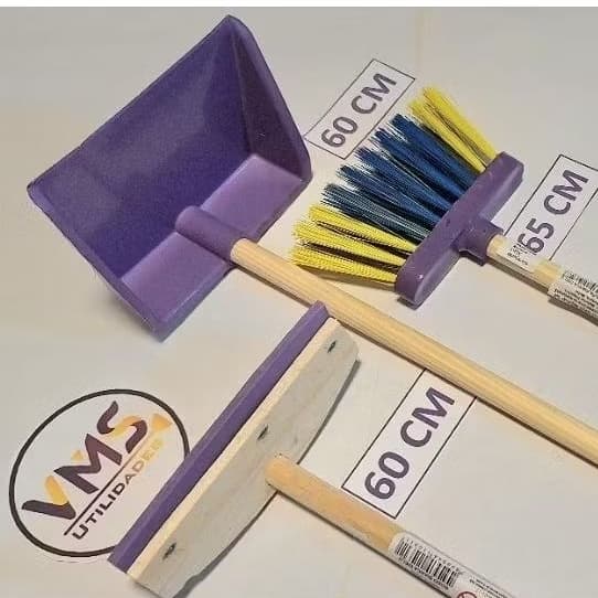 Kit Infantil Com Mini Vassoura Rodo e Pa Brinquedo de Criança Educativo Registro Inmetro vassourinha
