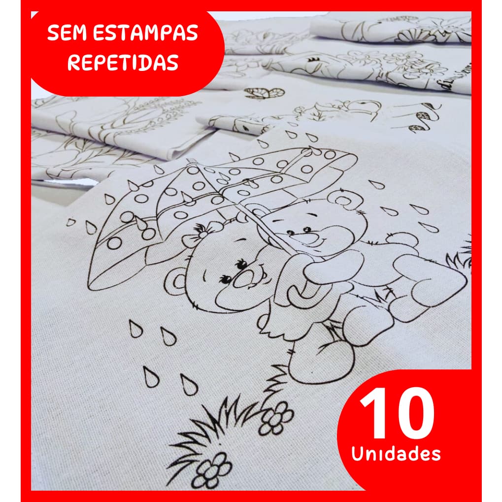 Kit 10 Pano de Prato Branco Riscado Para Pintura Com Bainha 100% Algodão