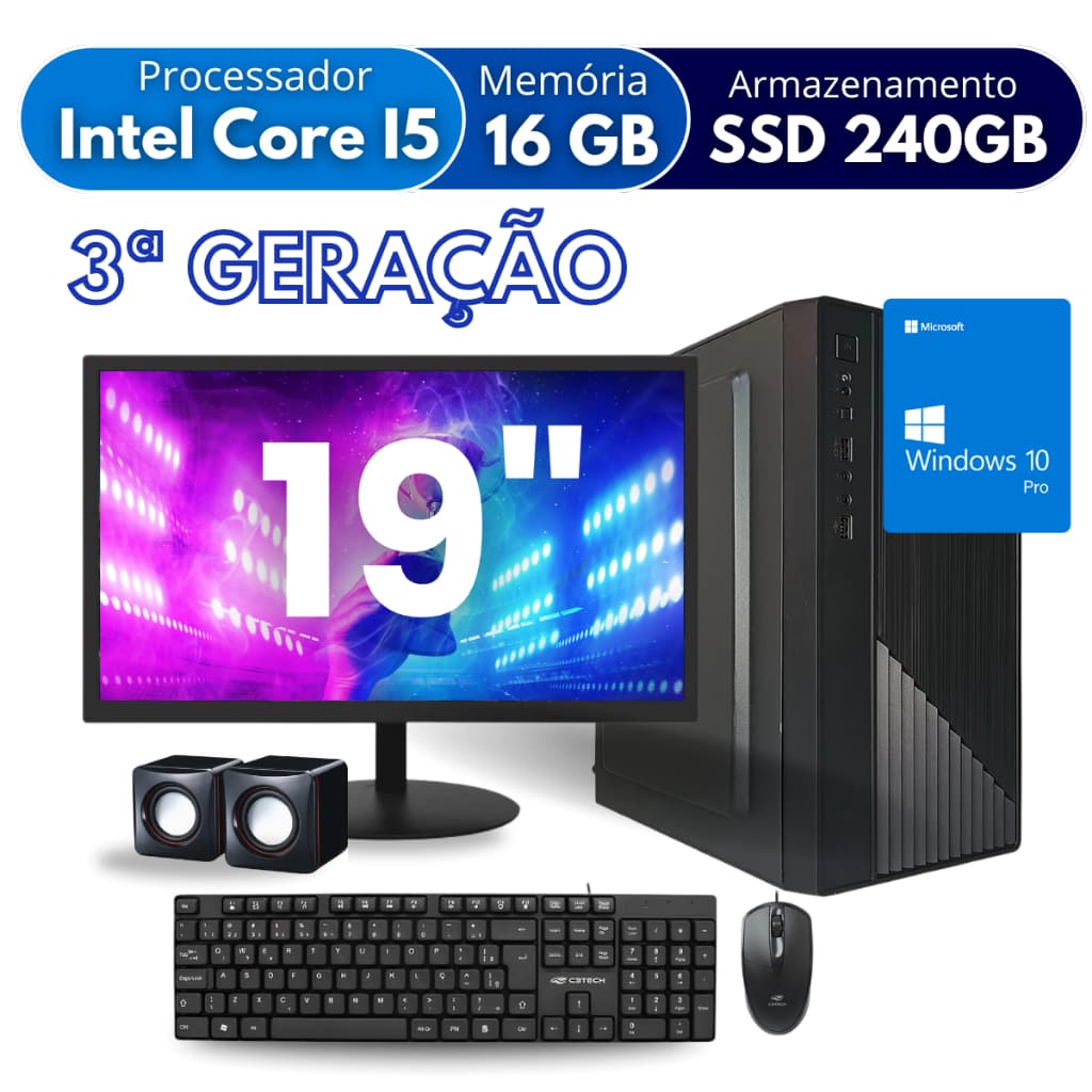 Computador Completo Intel Core  I5 16gb Ssd 240 Gb Monitor Led 19 W10
