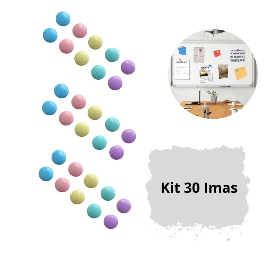 Kit 30 Imãs Coloridos Para Pendurar Avisos Em Geladeira Ou Quadro Metálico
