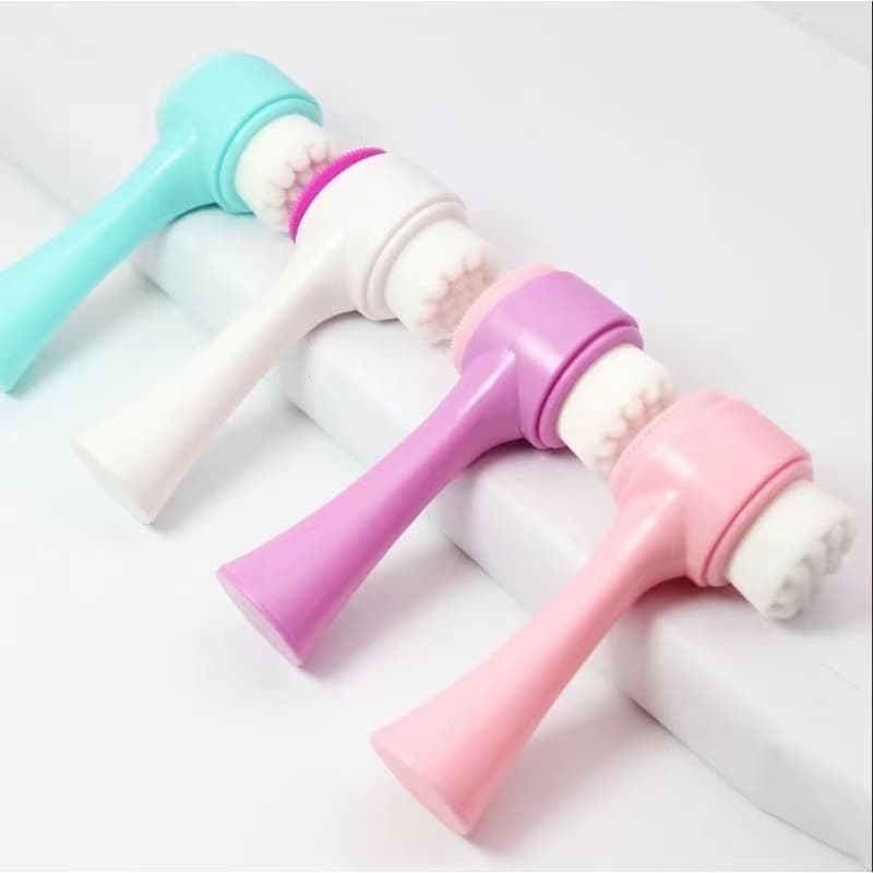 kit 2 Escova Limpeza Facial 2 Em 1 Aparelho Massagem Esponja Cerdas Macias Dupla Face Escova De Limpeza De Cravos