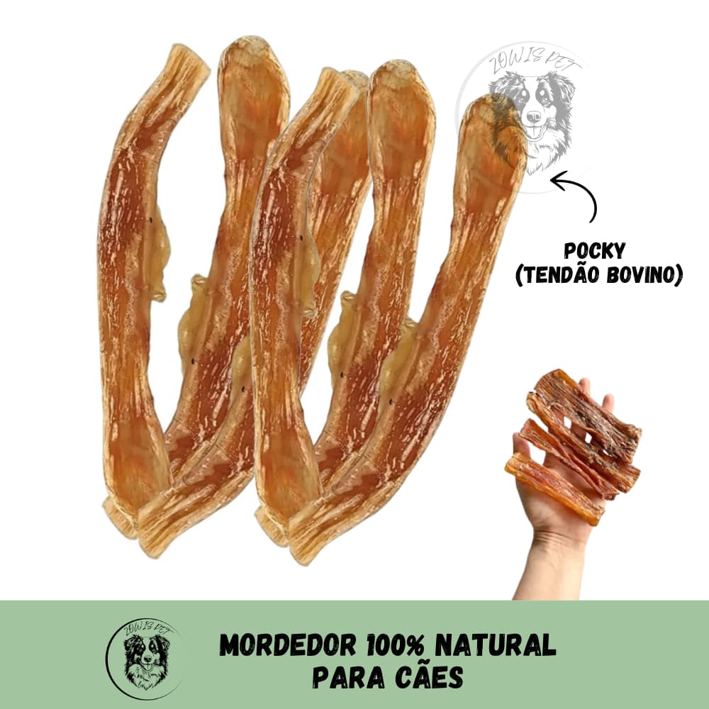 Petisco Pocky Bovino 6 Un Desidratada Mordedor 100% Natural Para Cães e Gatos - Natuka