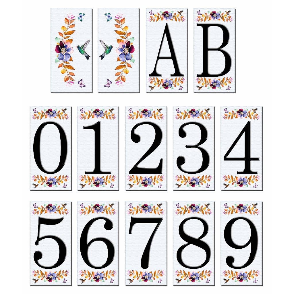 Numero em azulejo Beija Flor  para montar sua numeração preço por unidade de cada peça