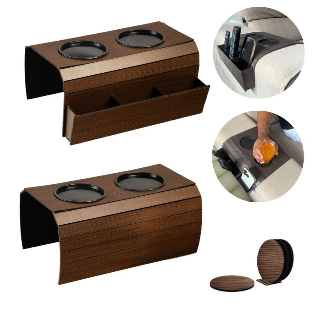 Esteira Porta Copos Suporte Para Controles Chaves Celulares Braço Sofá Organizador