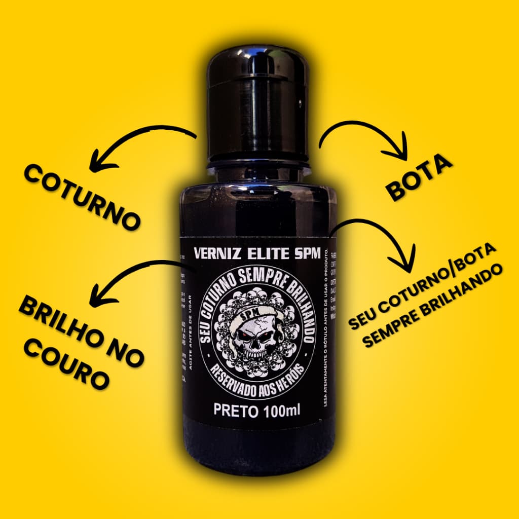Verniz Graxa Elite SPM Alto Brilho Para Couro Coturno Bota Militar Sapato Social
