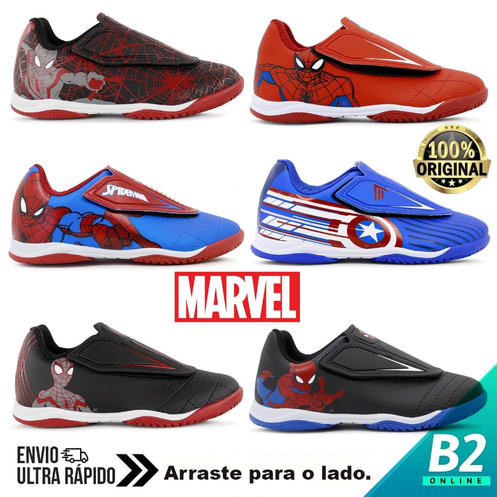 Chuteira Futsal Dray Marvel Vingadores Sem Cadarço Infantil 100% Original Com Nota Fiscal e Garantia