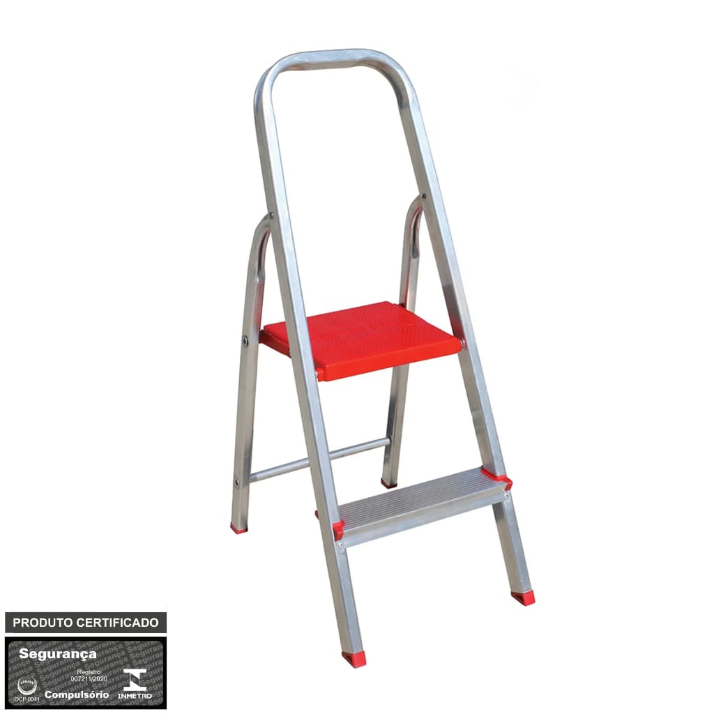 Escada Doméstica Dobrável 2 Degraus em Alumínio Botafogo
