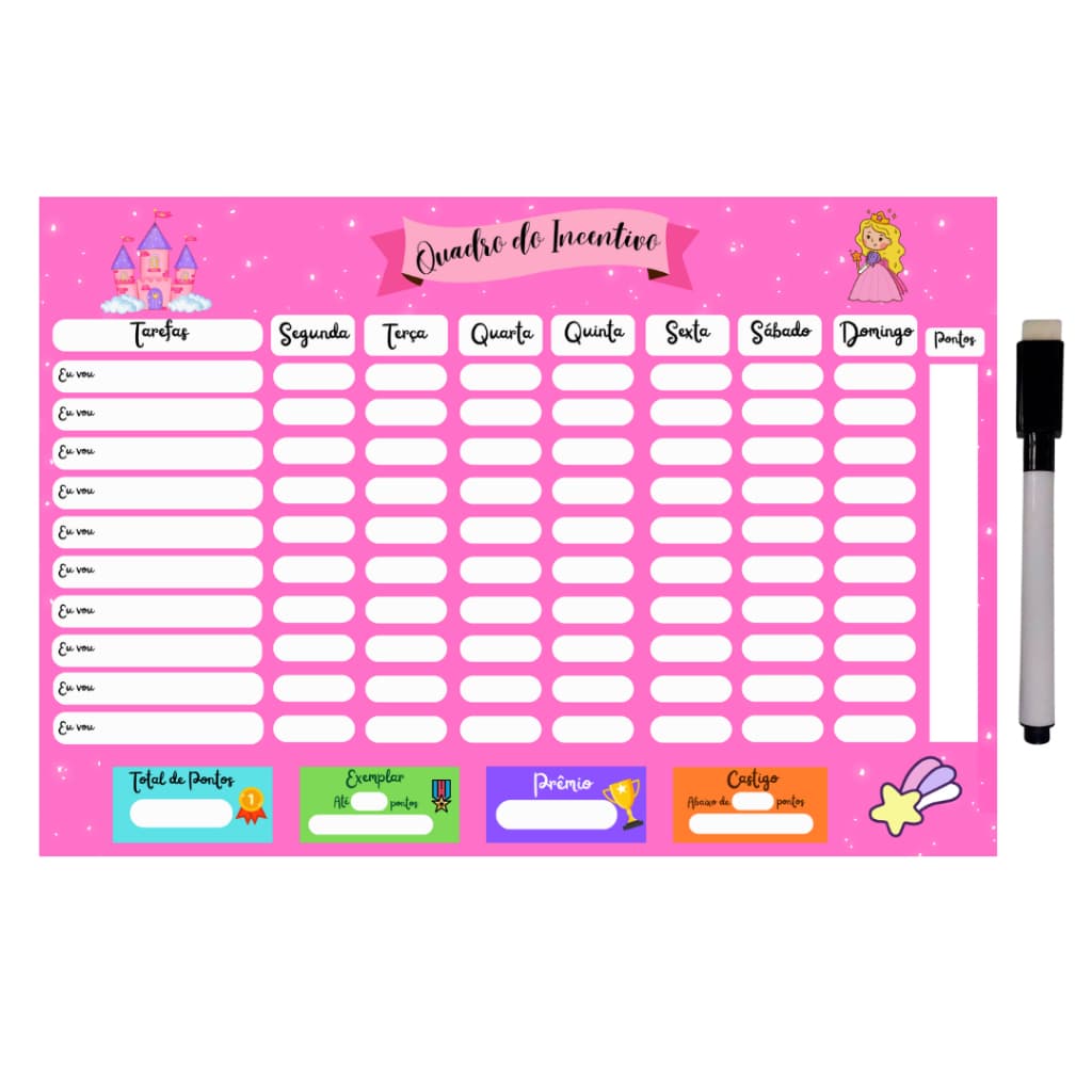 Quadro De Rotina Infantil De Parede Atividade Para Incentivo - Menina