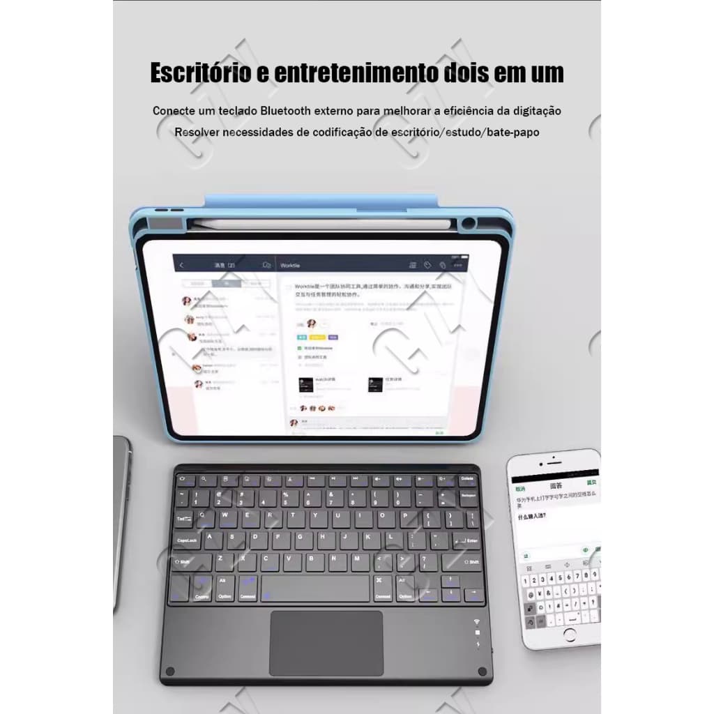 ATALHOBR Teclado Bluetooth Com Touch Função De Toque Sem Fio Para Tablet, Celular, Notebook, Laptop
