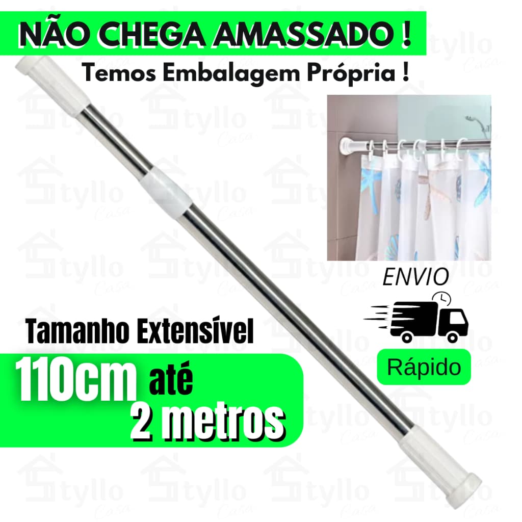 Varão Extensível Para Cortina de Banheiro