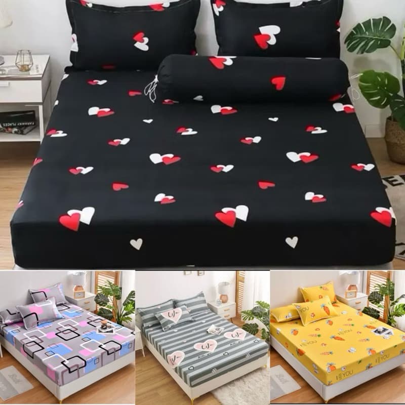 Jogo Lençol Casal/Solteiro kit 3 Peças Com Elastico Estampado Linha premium