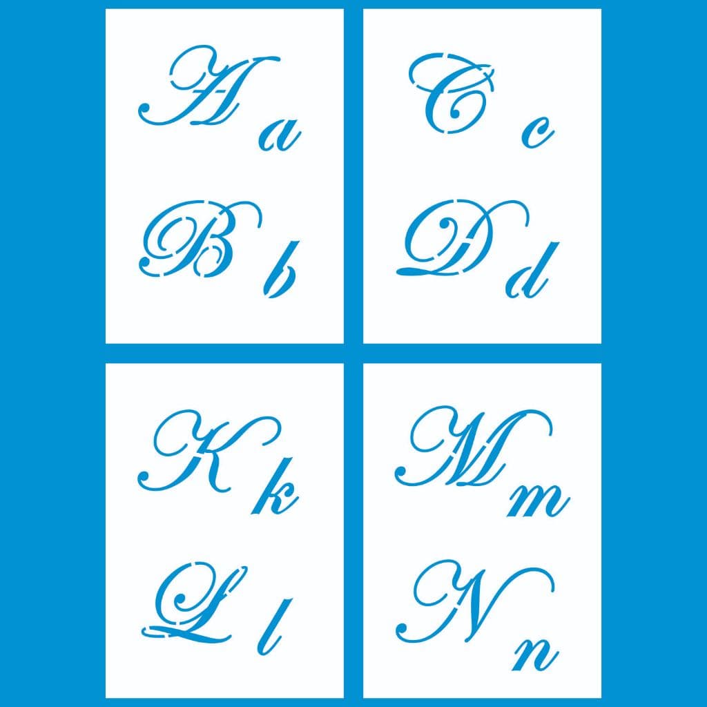 Stencil Molde Vazado Alfabeto Cursivo Tamanho Externo 7cm X 5cm Mini Pintura Tecido Mdf Madeira