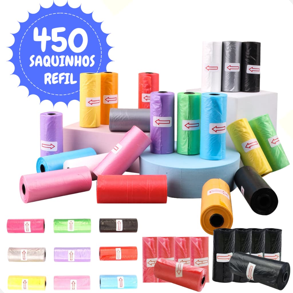 Refil Saco Cata Caca 30 Rolinhos (450 Saquinhos)  Para Pet Higiênico Biodegradável