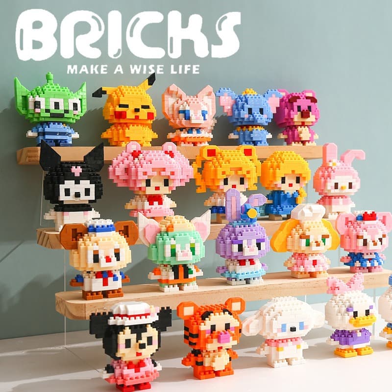 Blocos de Montar-Kit de Construção Stitch, Mario, Hello Kit, Pikachu Blocks pequeno blocos-mini itens Colecionáveis