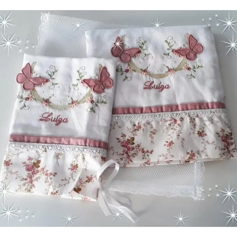 Fralda De Pano Luxo Cremer Personalizada 2 Pçs Passeio E Boca Bordada