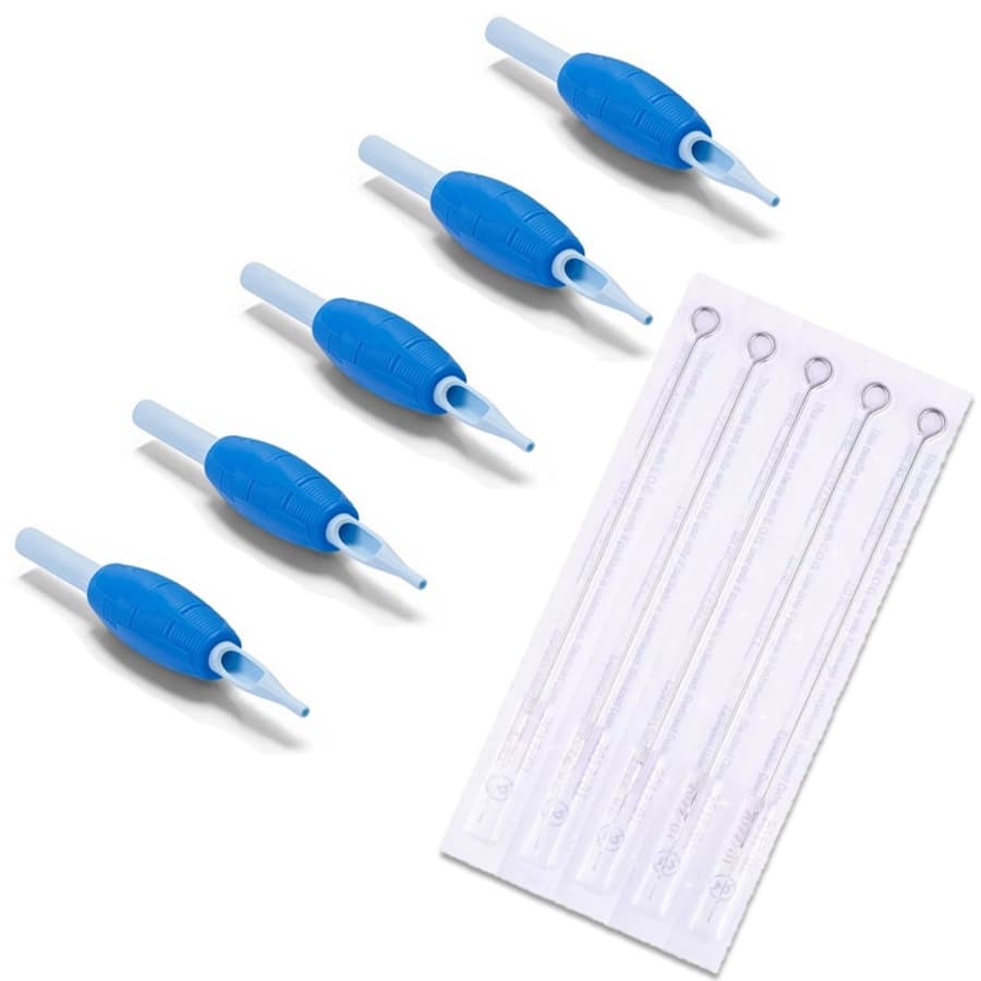 Kit p/ TREINO tatuagem 5 Biqueiras + 5 Agulhas Tattoo