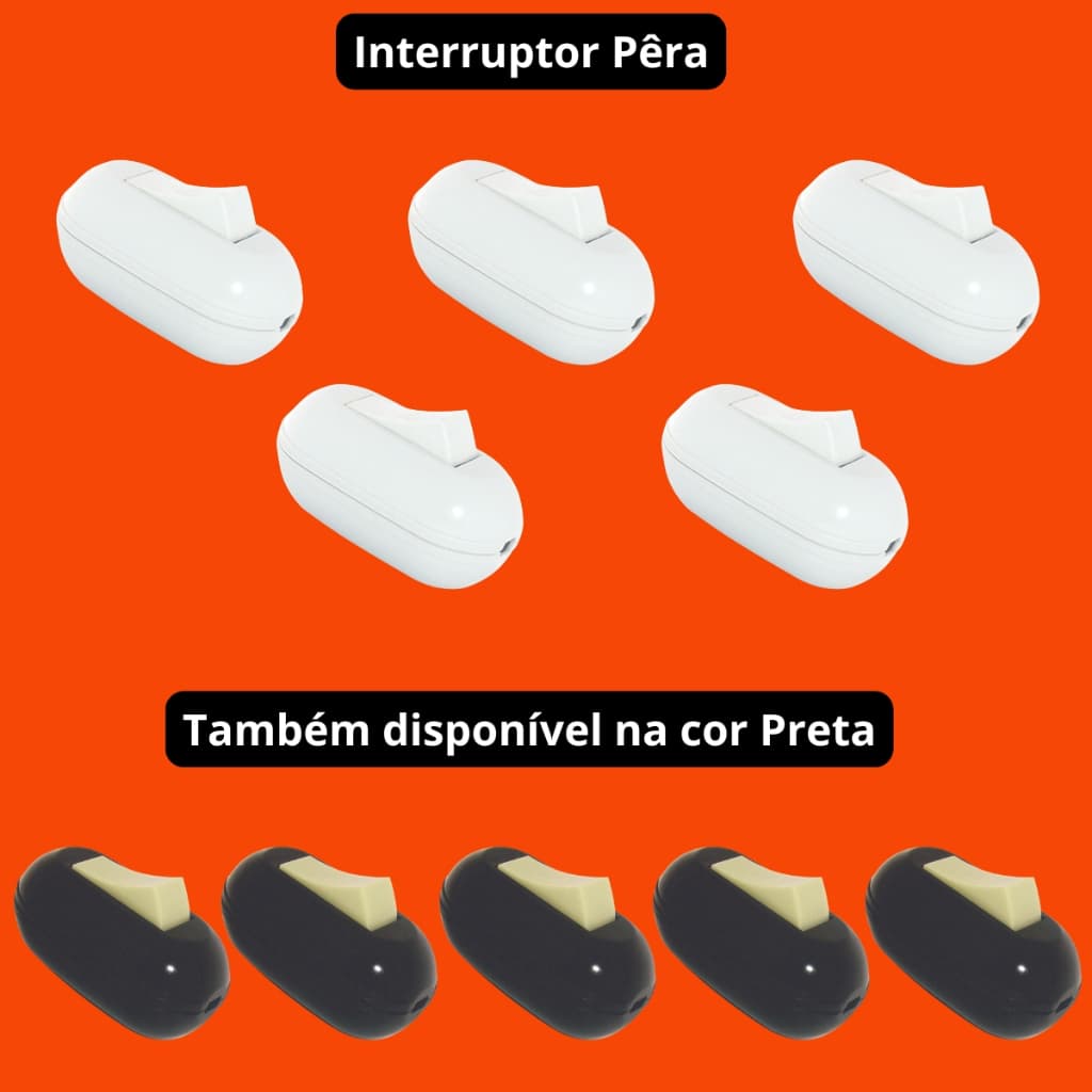 Interruptor Pêra Branca 1 Tecla Simples Radial c/ 5 pç