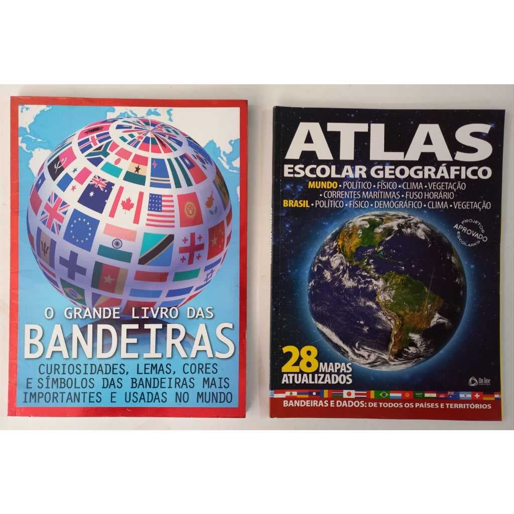 2 LIVROS Kit ESCOLAR LIVRO DAS BANDEIRAS e ATLAS ESCOLAR GEOGRÁFICO