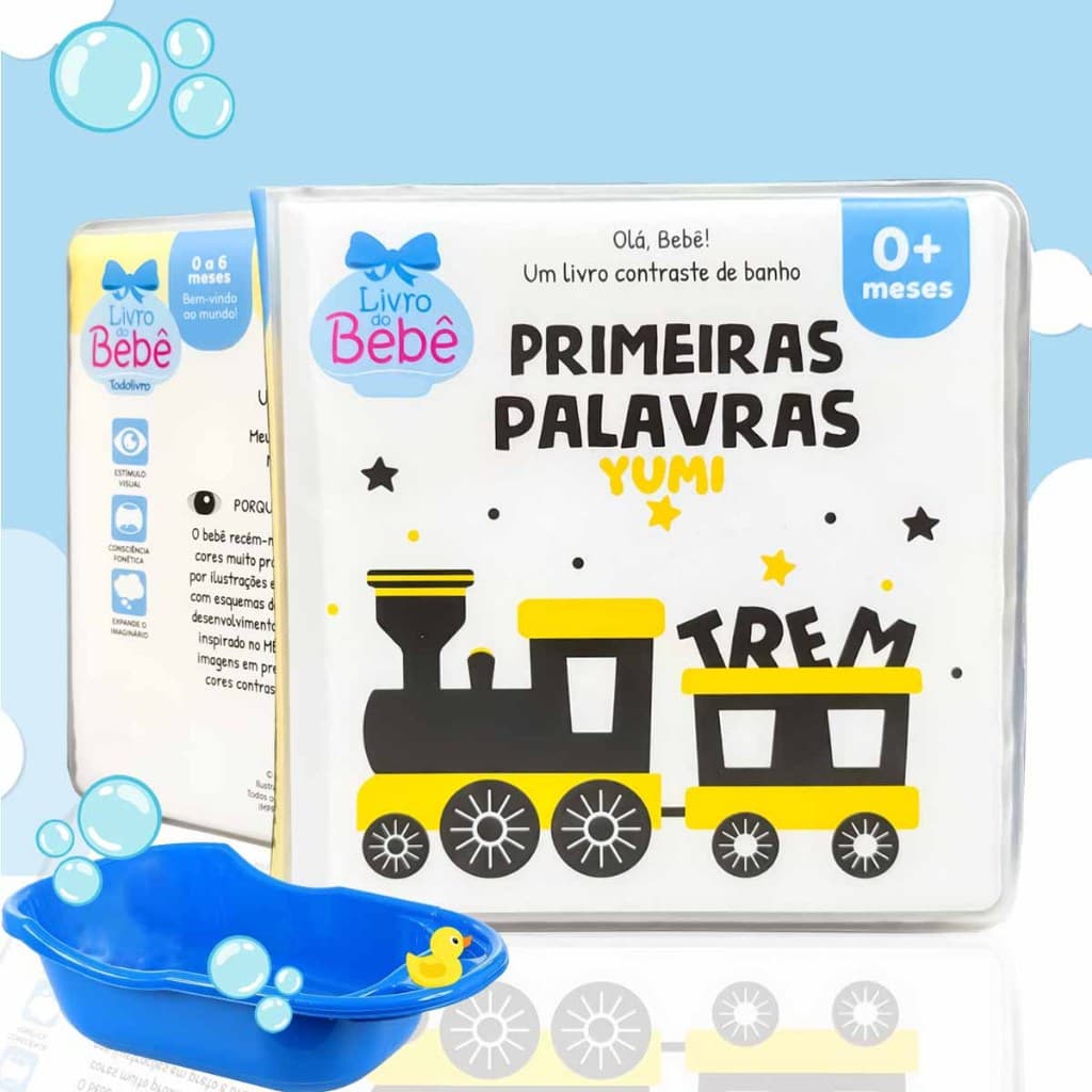 Livros de Banho Para Bebês Primeiras Palavras Alto-Contraste Interativo