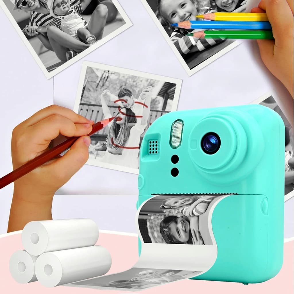 Câmera De Impressão Instantânea Infantil Vídeo Fotografia Digital HD Impressora Térmica
