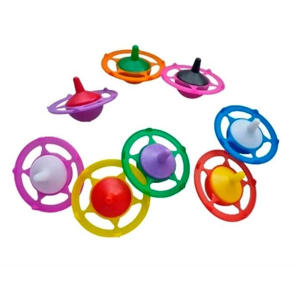 Kit 100 Mini Pião Estrela Colorido Brinquedo Lembrancinha Sacolinha Surpresa Aniversário Infantil