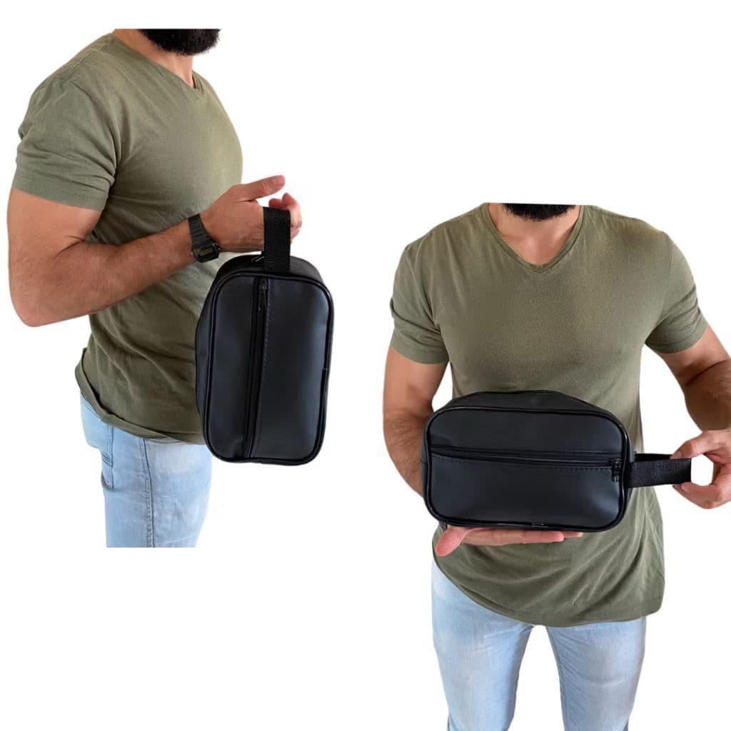 Necessaire Couro Organizadora Bag Bolsa Viagem  Masculina Feminina
