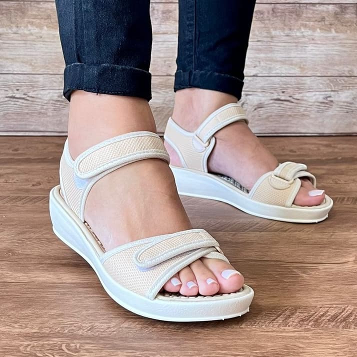 Sandália Feminina Massageadora Papete Anabela Calce Fácil Alivio Dores Nos Pés Esporão Idosa