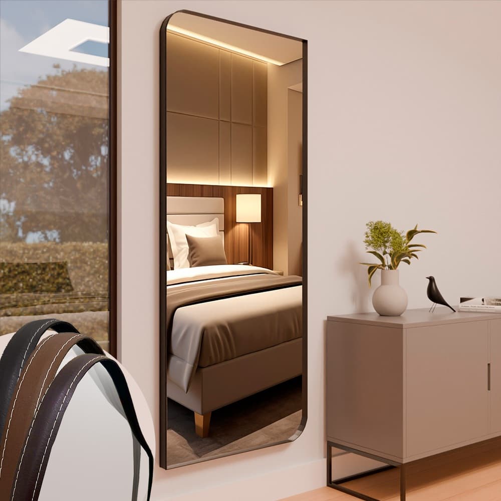 Espelho Orgânico ME24 Moldura Couro 110x50cm 150x60cm 170x70cm Corpo Inteiro Quarto Sala Banheiro