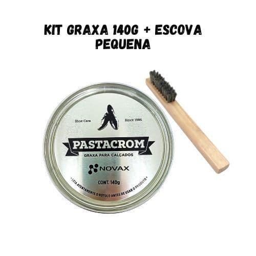 Graxa pastacrom 140g + escova c/cabo condor calçados sapato bota couro e sintético