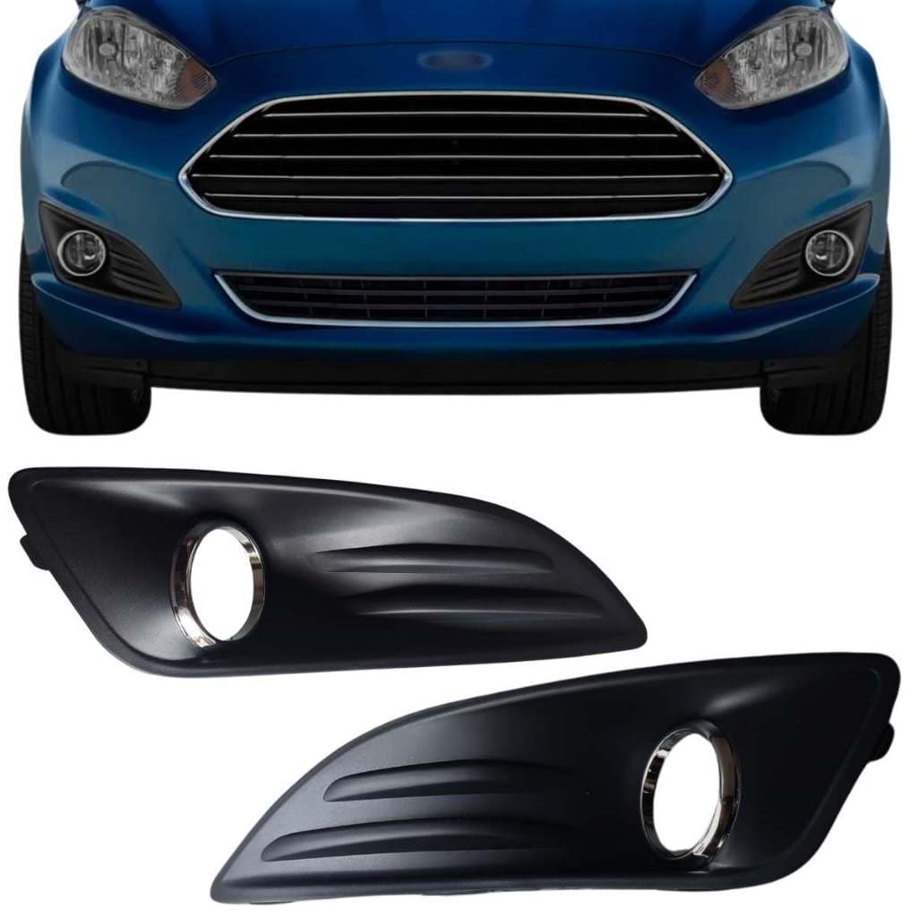 Grade Moldura Farol Milha  Preto Aro Cromado New Fiesta Ano 14/17 Cód 110745 PAR