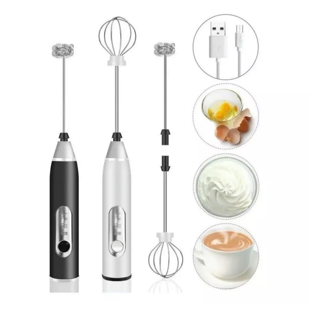 Batedor Misturador Mixer Elétrico para Bebidas Leite Café Clara de Ovos 2 EM 1 Facilida Vida