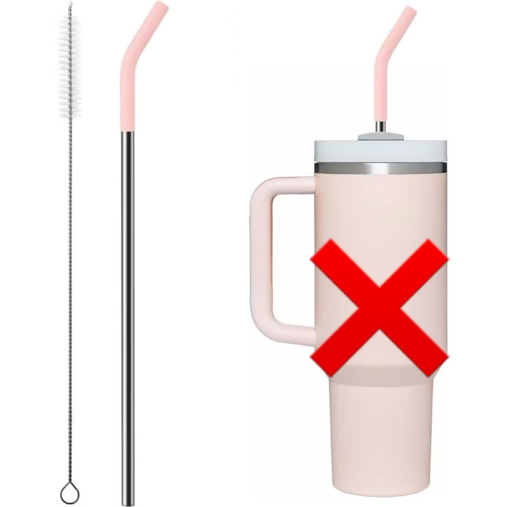 Reposicao Canudo inox com bico silicone para copo  + escovinha de limpeza