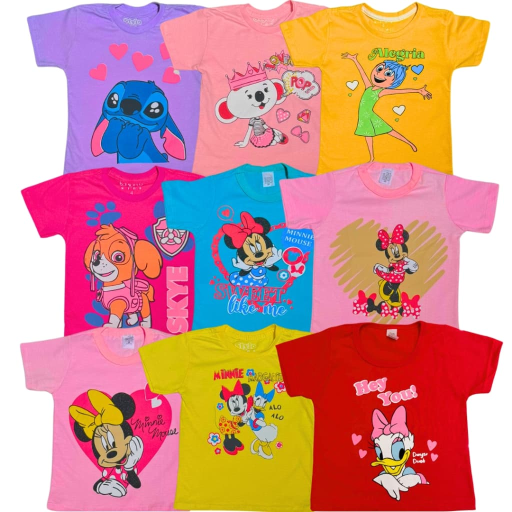Kit 5 Peças Camiseta Infantil Menina