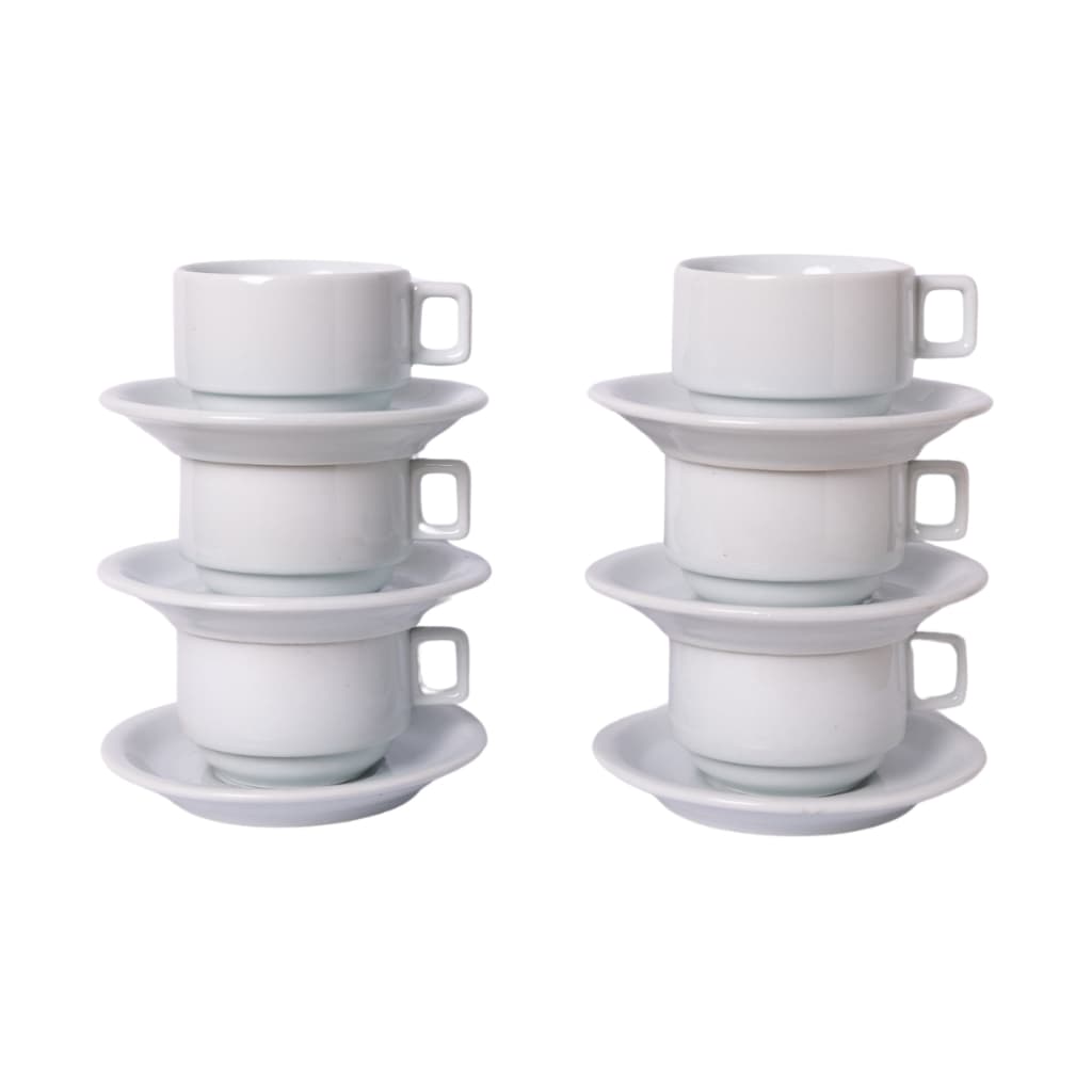 SALDO DE FÁBRICA - Conjunto 6 Xícaras de Chá com Pires 200ml em Porcelana Atenas - 2ª LINHA