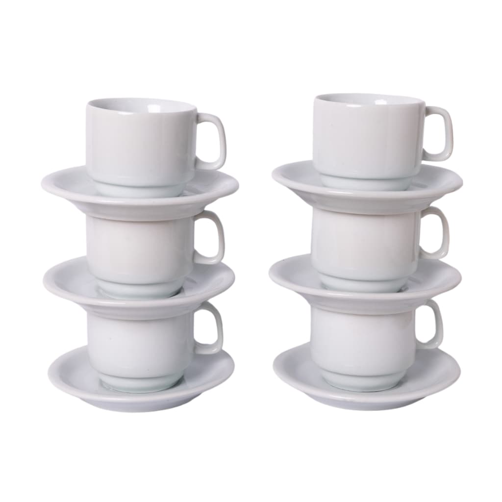 SALDO DE FÁBRICA - Conjunto 6 Xícaras de Chá com Pires 210ml Texas em Porcelana - 2ª LINHA