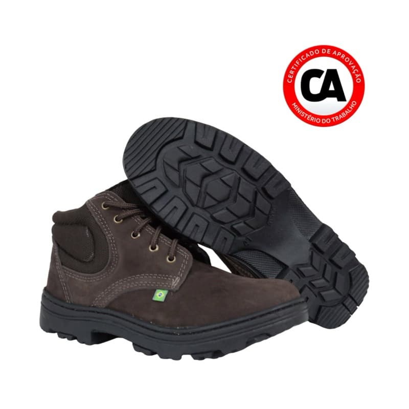 COTURNO DE SEGURANÇA COURO NOBUCK AMARRAR COM  C.A MARROM