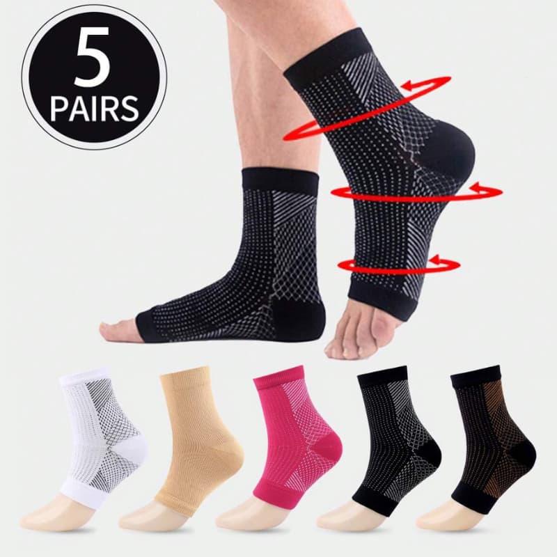 Kit 5 Anti-Fadiga Meias De Compressão Tornozelo Manga De Suporte Circulação Alívio Dor Esporte Corrida Exterior