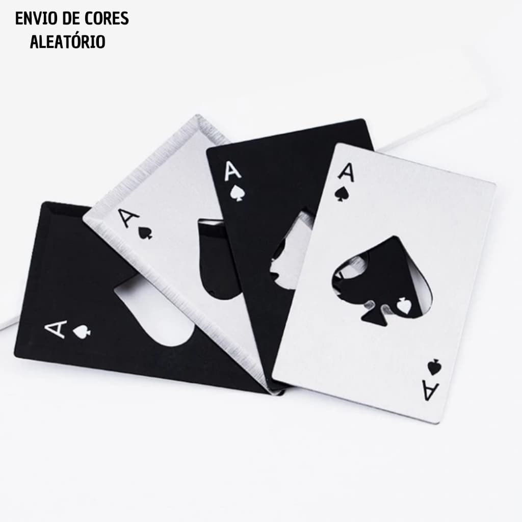 Abridor Garrafa Em Formato Carta Inox Espada Baralho Poker