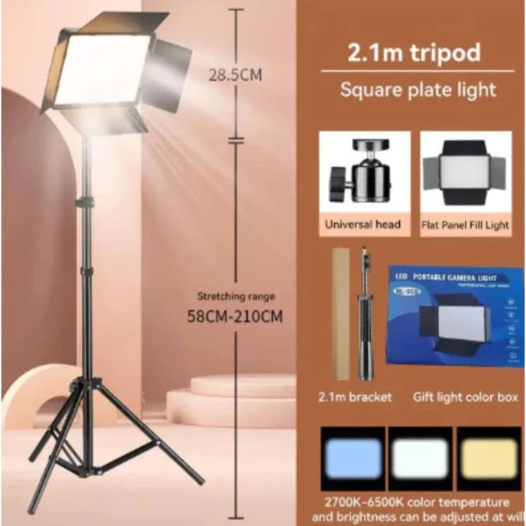 Iluminação Painel Bicolor Estúdio Led Para Fotografia Video Com Tripe 2,1 Metros Refletor Profissional Reels Live RL900