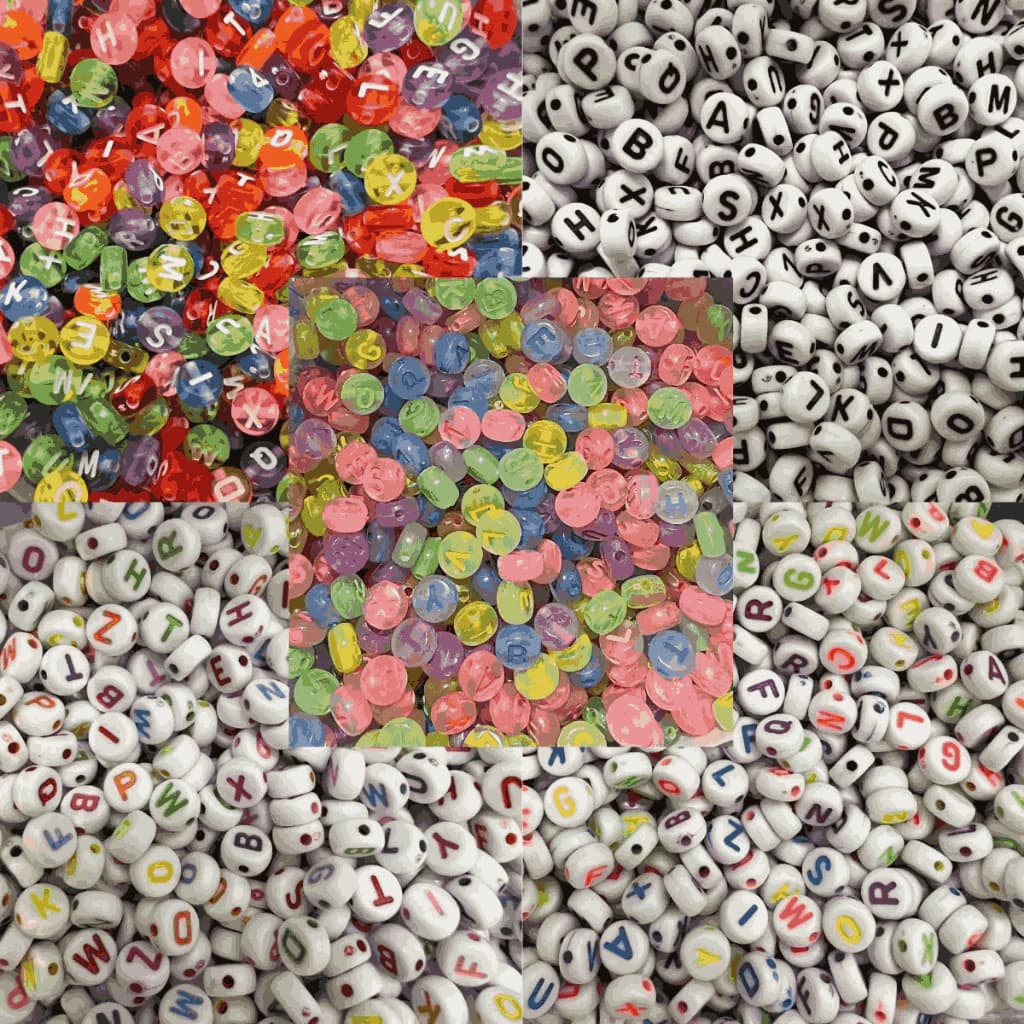Miçangas Letras 1000 unidades alfabeto para pulseiras artesanato colares Infantil