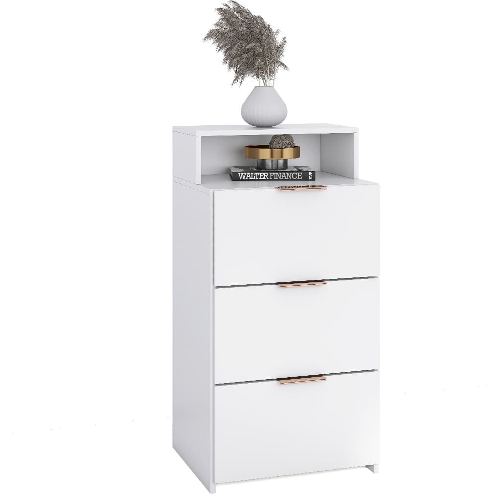 Gaveteiro 3 Gavetas C/ Nicho Branco para Escritório Multiuso